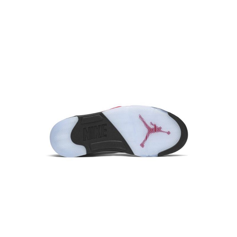 Air Jordan 5 Retro Hvid Rød Sort Sølv Sko Herre