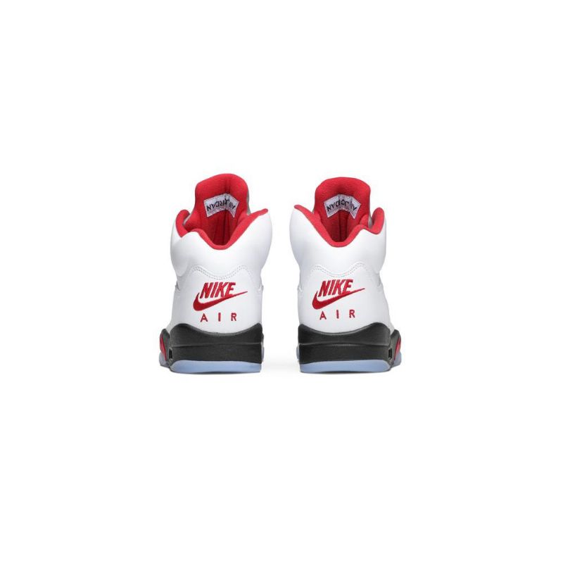 Air Jordan 5 Retro Hvid Rød Sort Sølv Sko Herre