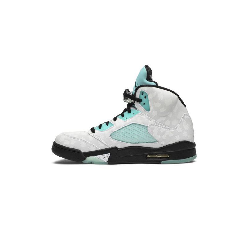 Air Jordan 5 Retro Hvid Sort Grøn Sko Herre