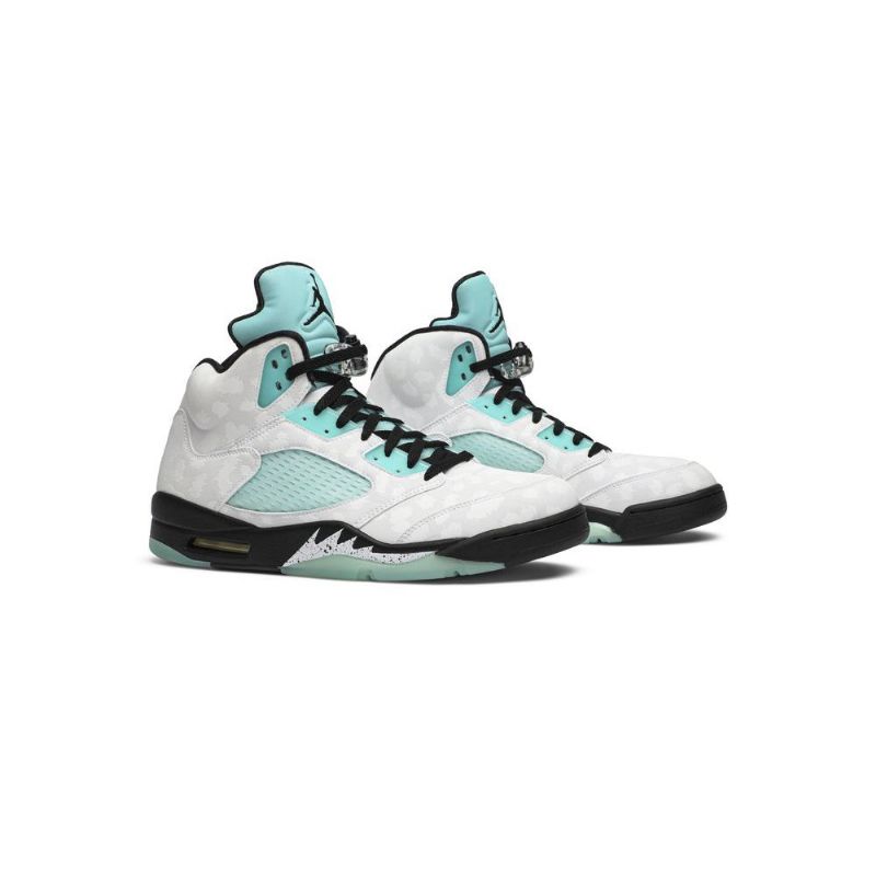 Air Jordan 5 Retro Hvid Sort Grøn Sko Herre