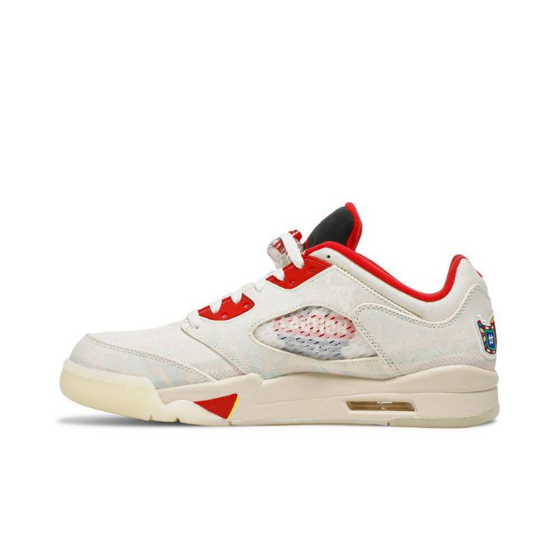 Air Jordan 5 Retro Low Hvid Rød Sort Sko Herre