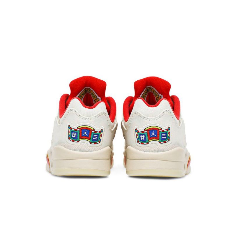 Air Jordan 5 Retro Low Hvid Rød Sort Sko Herre