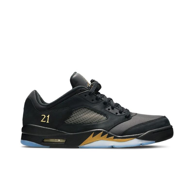 Air Jordan 5 Retro Low Wings Sort Guld Sko Herre