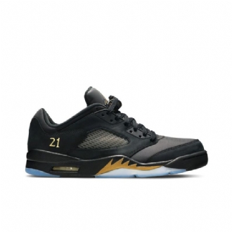 Air Jordan 5 Retro Low Wings Sort Guld Sko Herre