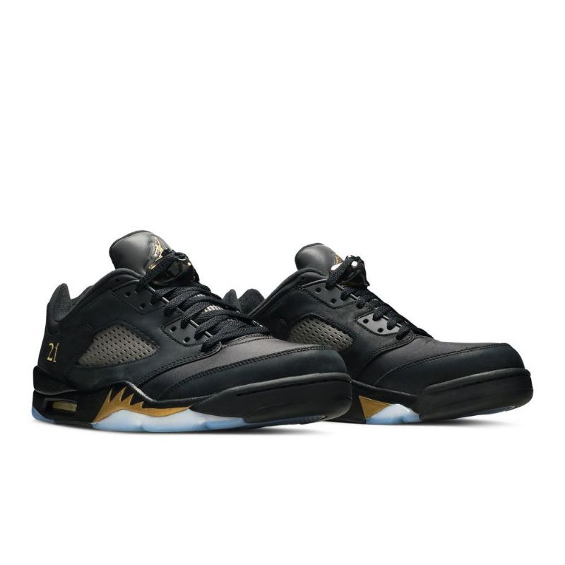 Air Jordan 5 Retro Low Wings Sort Guld Sko Herre