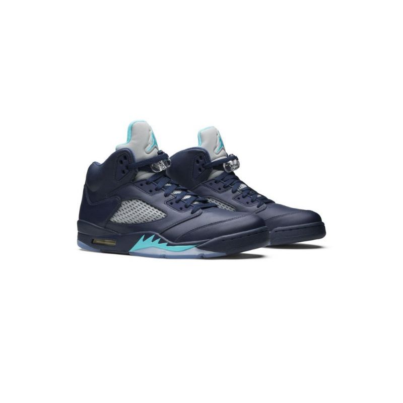 Air Jordan 5 Retro Marineblå Turkis Grå Sko Herre