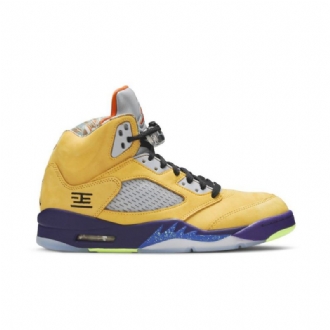Air Jordan 5 Retro Se Gul Rød Grå Lilla Sko Herre