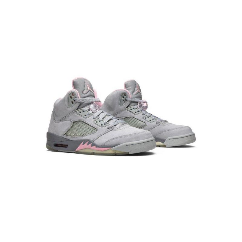 Air Jordan 5 Retro Sølv Lyserød Grå Sko Dame