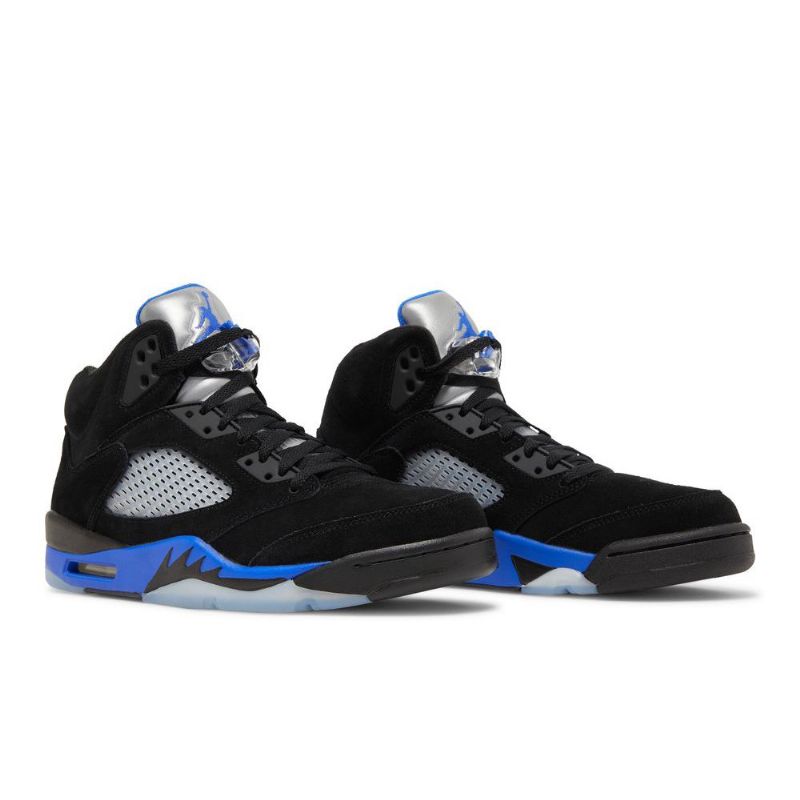Air Jordan 5 Retro Sort Blå Sølv Sko Herre