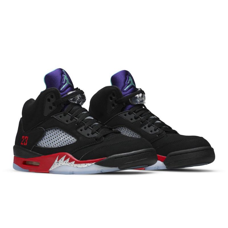 Air Jordan 5 Retro Sort Rød Lilla Sølv Grøn Sko Herre