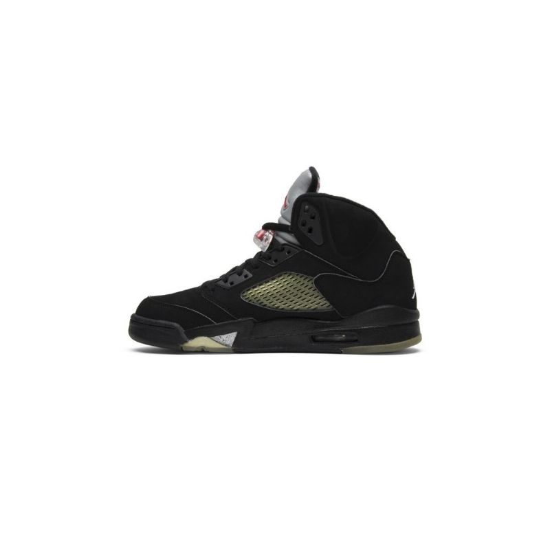 Air Jordan 5 Retro Sort Sølv Grøn Rød Sko Herre