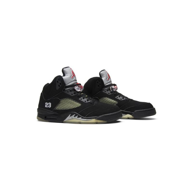 Air Jordan 5 Retro Sort Sølv Grøn Rød Sko Herre