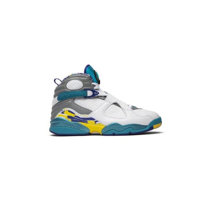 Air Jordan 8 Retro Hvid Blå Grå Gul Sko Dame