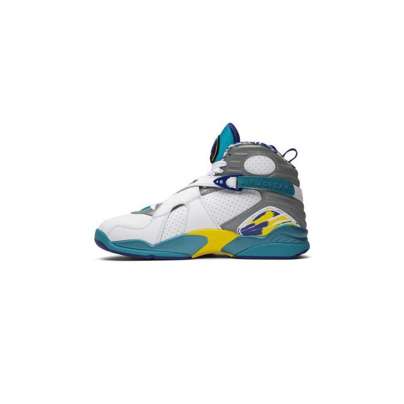 Air Jordan 8 Retro Hvid Blå Grå Gul Sko Dame