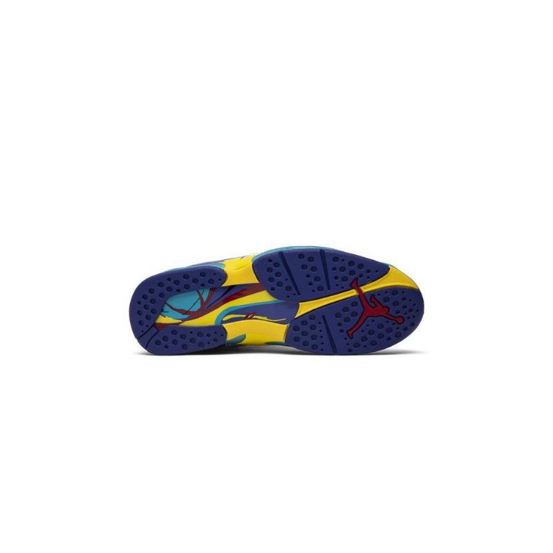 Air Jordan 8 Retro Hvid Blå Grå Gul Sko Dame
