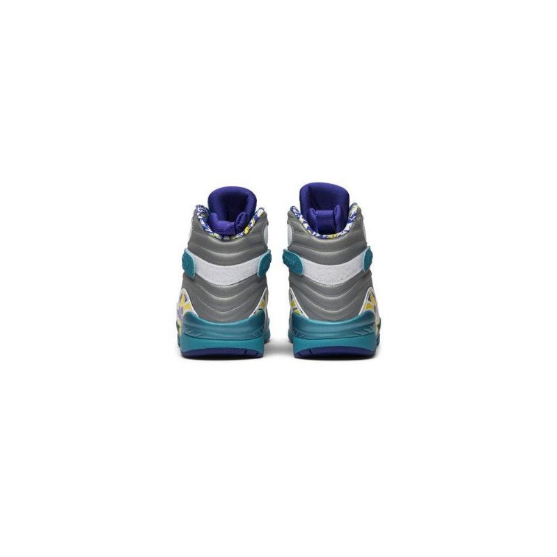 Air Jordan 8 Retro Hvid Blå Grå Gul Sko Dame
