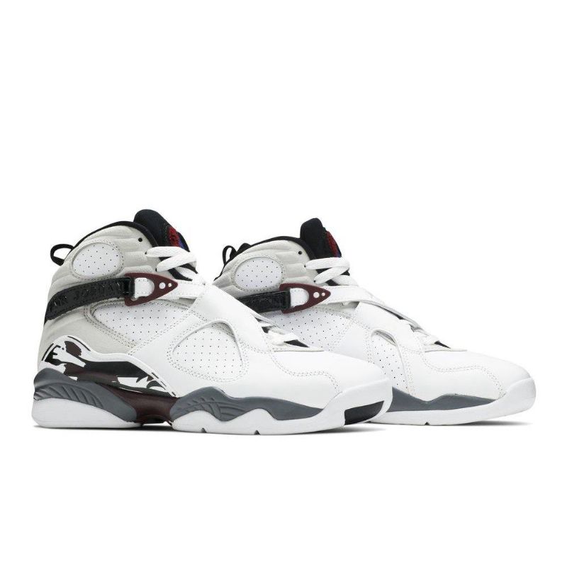 Air Jordan 8 Retro Hvid Sort Grå Bordeaux Sko Dame
