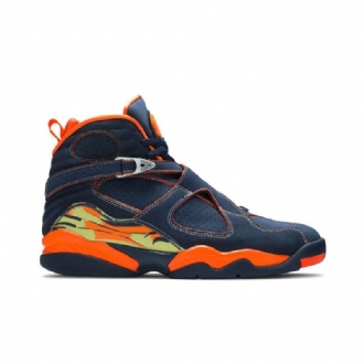 Air Jordan 8 Retro Ls Marineblå Orange Grøn Sko Herre