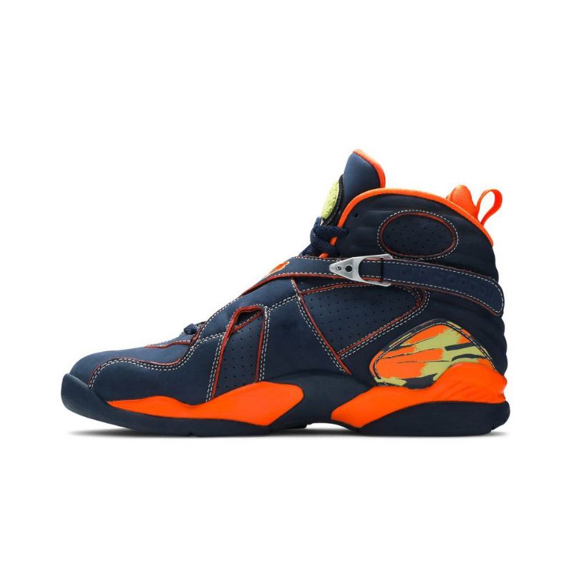 Air Jordan 8 Retro Ls Marineblå Orange Grøn Sko Herre