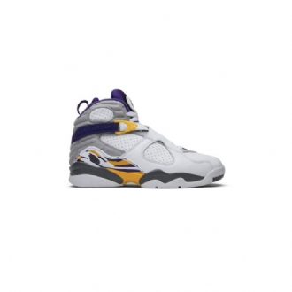 Air Jordan 8 Retro Pe Hvid Grå Lilla Gul Sko Herre
