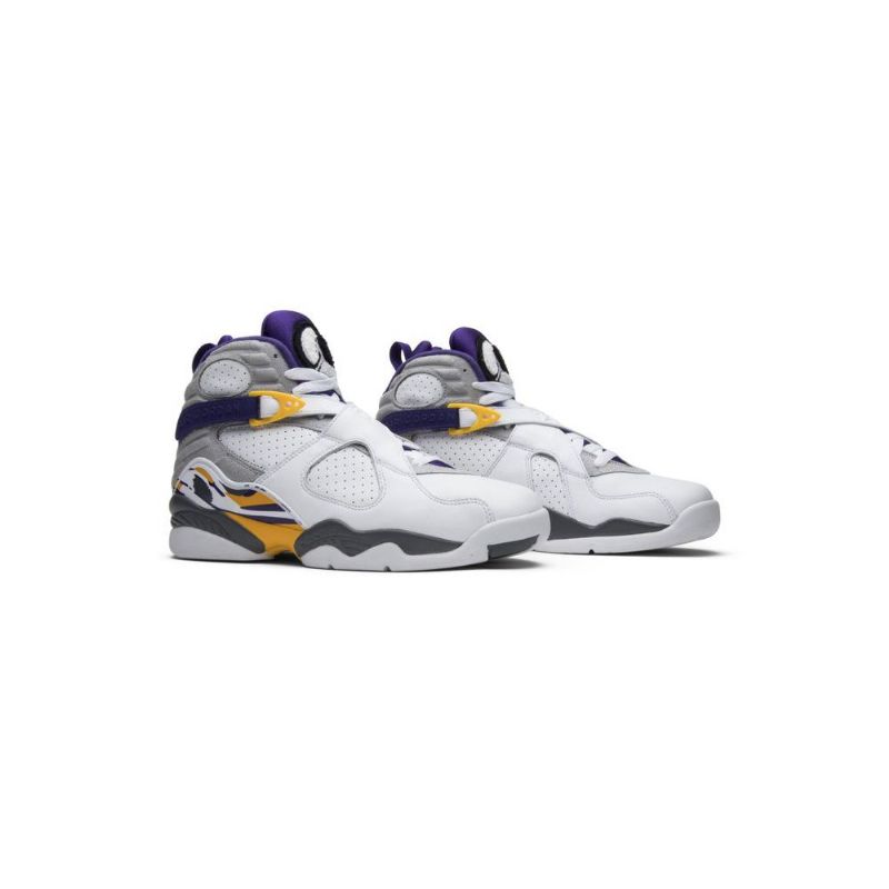 Air Jordan 8 Retro Pe Hvid Grå Lilla Gul Sko Herre