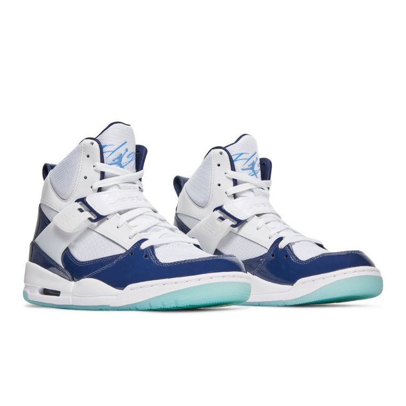 Air Jordan Flight 45 High Hvid Marineblå Blå Sko Herre