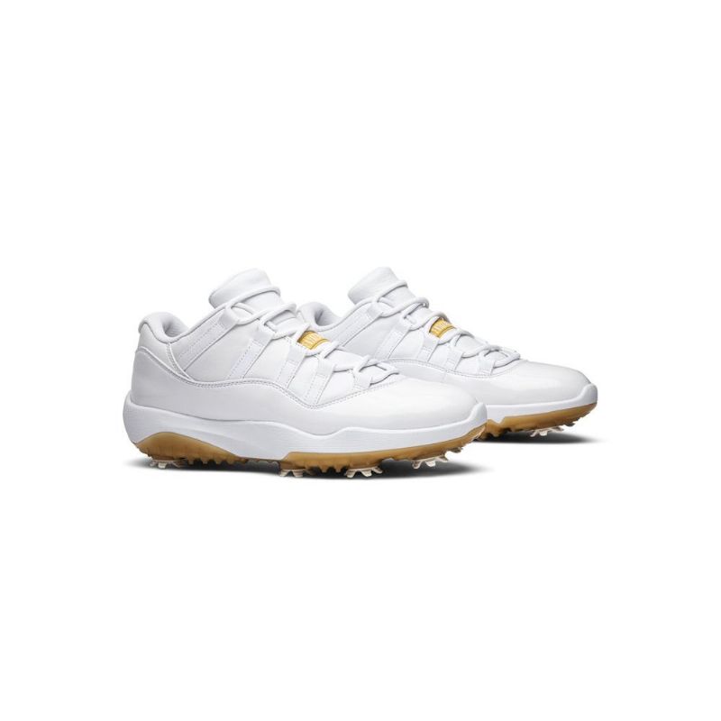 Air Jordan 11 Low Golf Hvid Guld Sko Herre