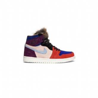 Air Jordan 1 Aleali May Retro High Bordeaux Lyserød Rød Blå Sort Sko Dame
