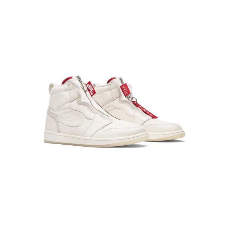 Air Jordan 1 Anna Wintour Retro High Zip Hvid Rød Sko Dame