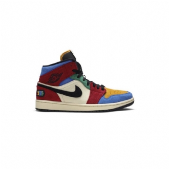Air Jordan 1 Blå The Great Mid Beige Flerfarvede Sko Herre