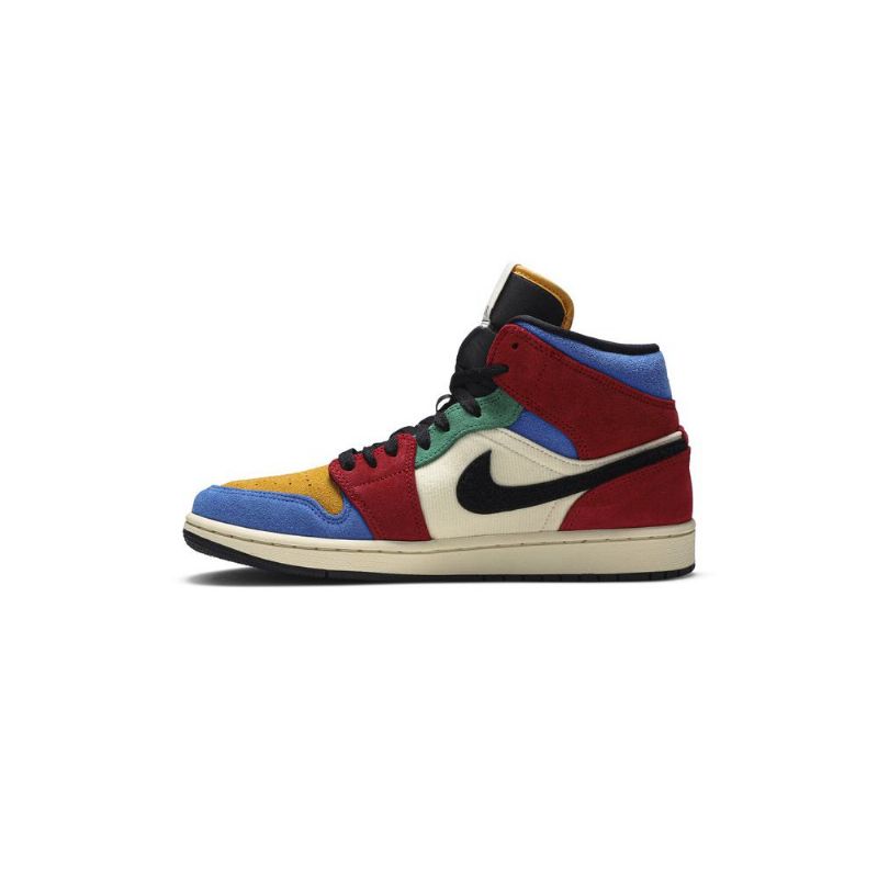 Air Jordan 1 Blå The Great Mid Beige Flerfarvede Sko Herre