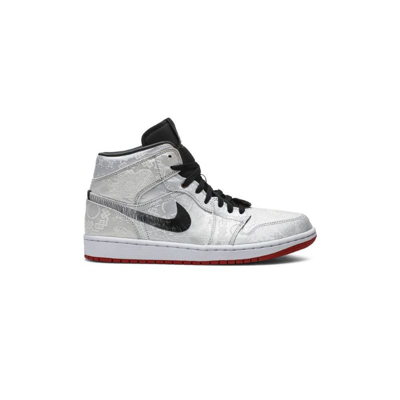 Air Jordan 1 Clot Mid Hvid Sort Rød Sko Herre