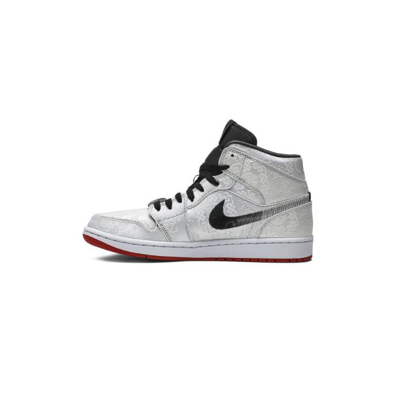 Air Jordan 1 Clot Mid Hvid Sort Rød Sko Herre