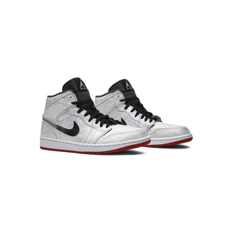 Air Jordan 1 Clot Mid Hvid Sort Rød Sko Herre
