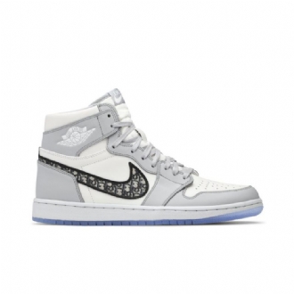 Air Jordan 1 Dior High Grå Hvid Sort Sko Herre