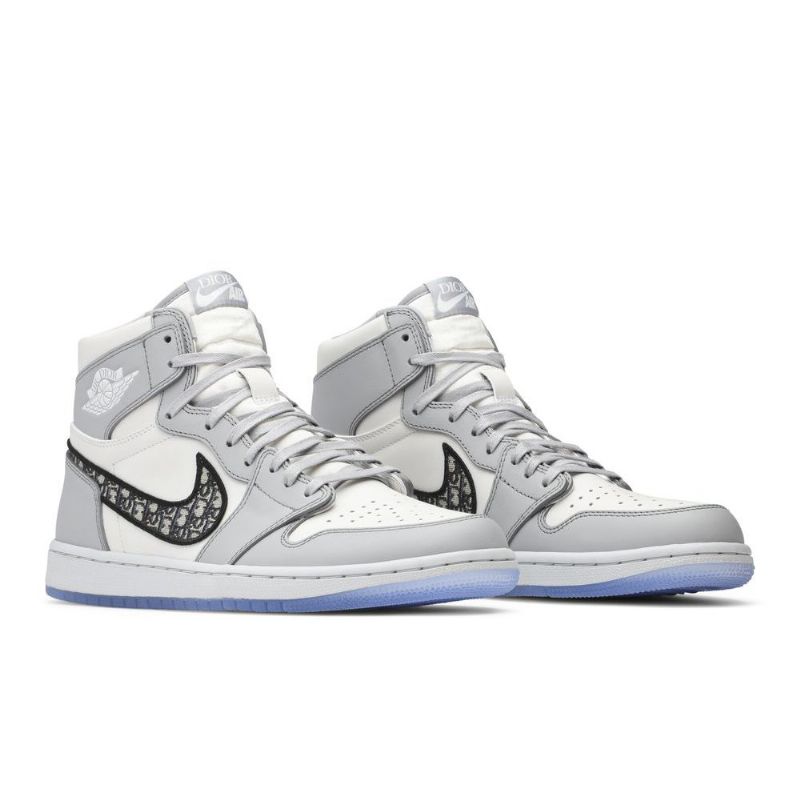 Air Jordan 1 Dior High Grå Hvid Sort Sko Herre