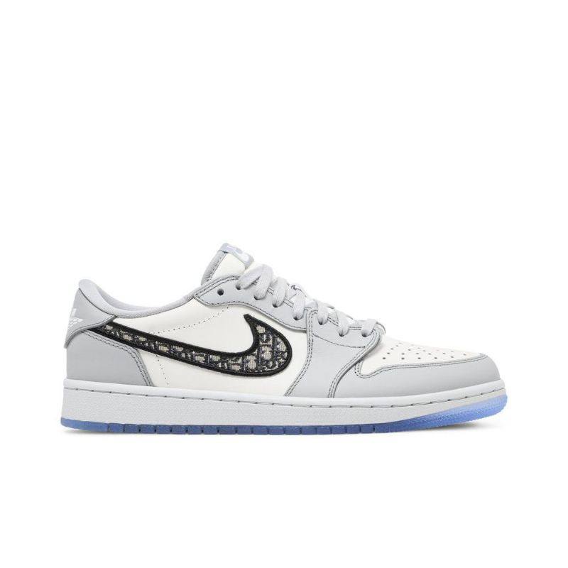 Air Jordan 1 Dior Low Grå Hvid Sort Sko Herre