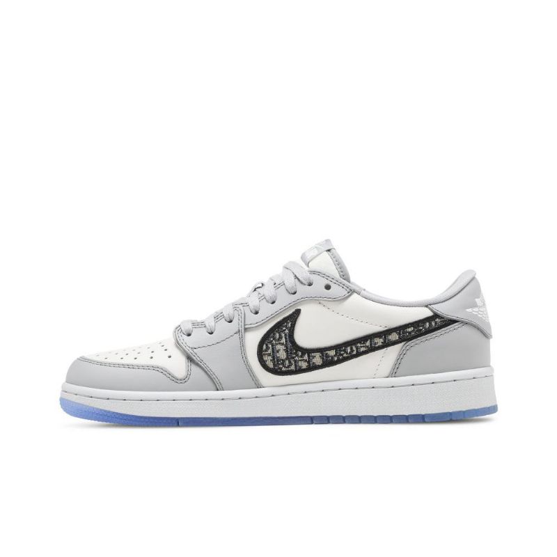 Air Jordan 1 Dior Low Grå Hvid Sort Sko Herre