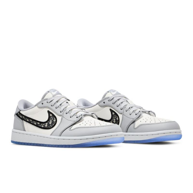 Air Jordan 1 Dior Low Grå Hvid Sort Sko Herre