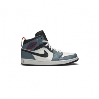 Air Jordan 1 Facetasm Mid Hvid Blå Sort Sko Herre