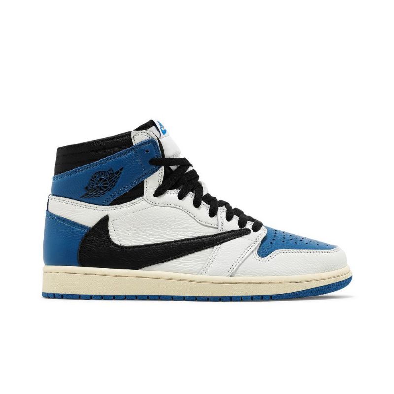Air Jordan 1 Fragment Design Travis Scott Retro High Hvid Sort Blå Sko Herre