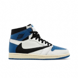 Air Jordan 1 Fragment Design Travis Scott Retro High Hvid Sort Blå Sko Herre