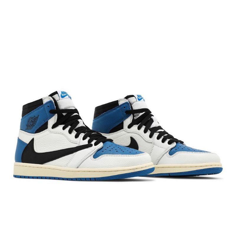 Air Jordan 1 Fragment Design Travis Scott Retro High Hvid Sort Blå Sko Herre