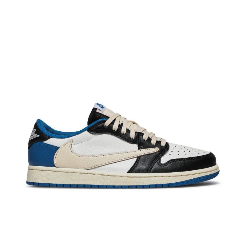 Air Jordan 1 Fragment Design Travis Scott Retro Low Blå Hvid Sort Beige Sko Herre