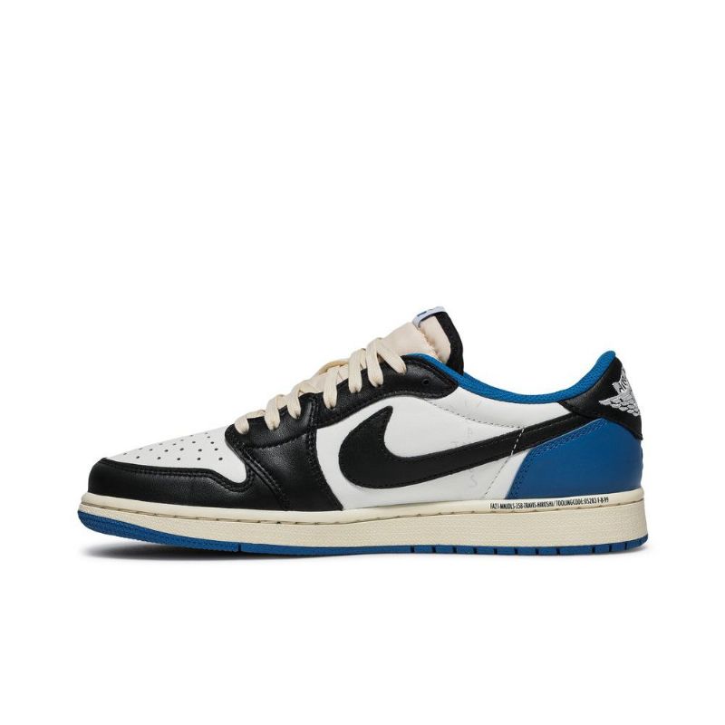 Air Jordan 1 Fragment Design Travis Scott Retro Low Blå Hvid Sort Beige Sko Herre
