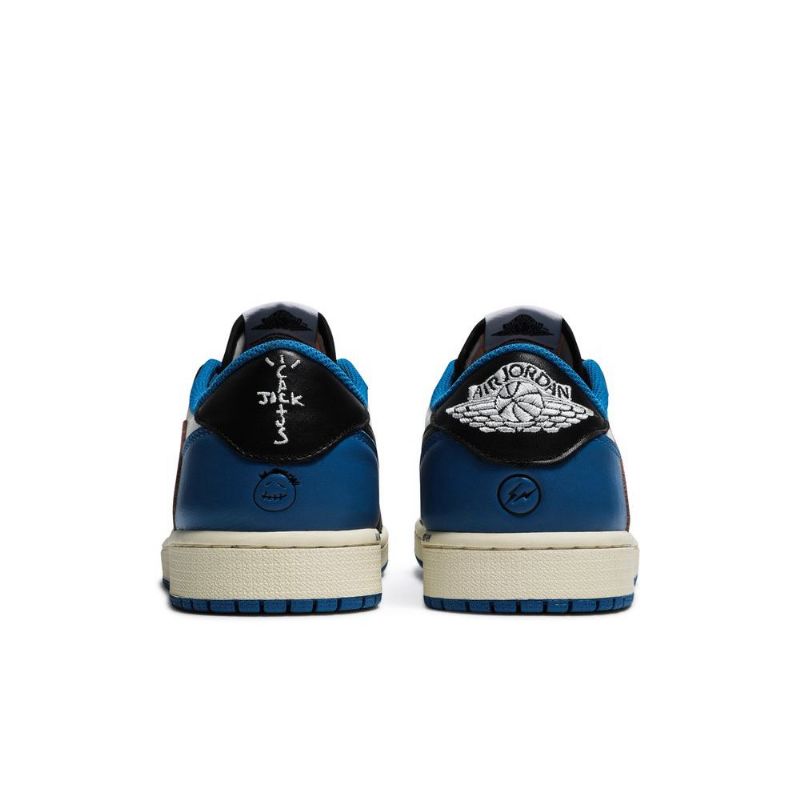 Air Jordan 1 Fragment Design Travis Scott Retro Low Blå Hvid Sort Beige Sko Herre