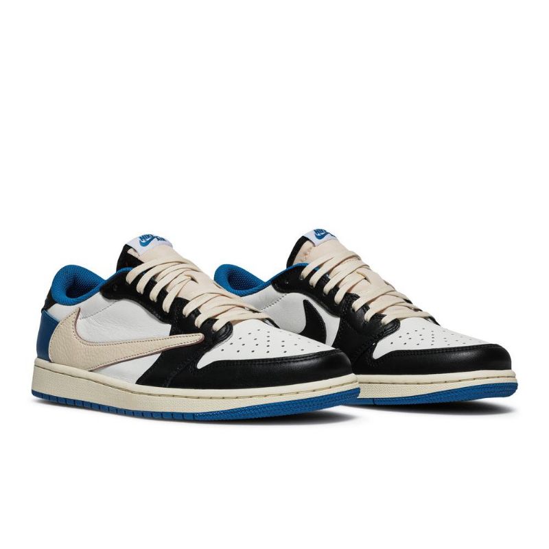 Air Jordan 1 Fragment Design Travis Scott Retro Low Blå Hvid Sort Beige Sko Herre