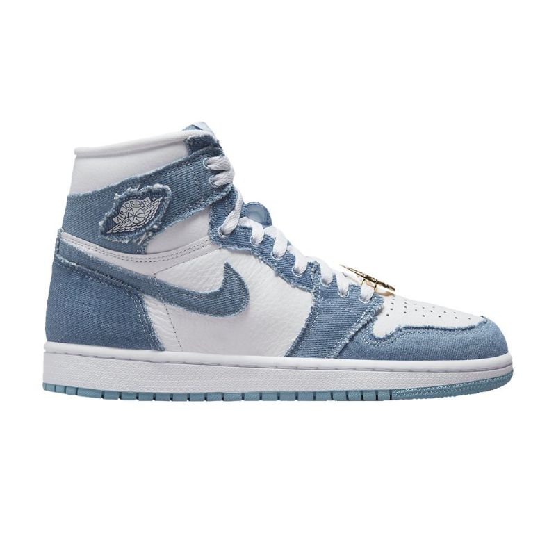 Air Jordan 1 High Og Hvid Blå Guld Sko Dame