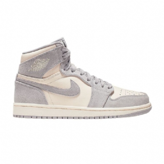Air Jordan 1 High Premium Hvid Grå Sko Dame