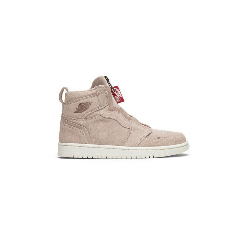 Air Jordan 1 High Zip Beige Rød Hvid Sko Dame